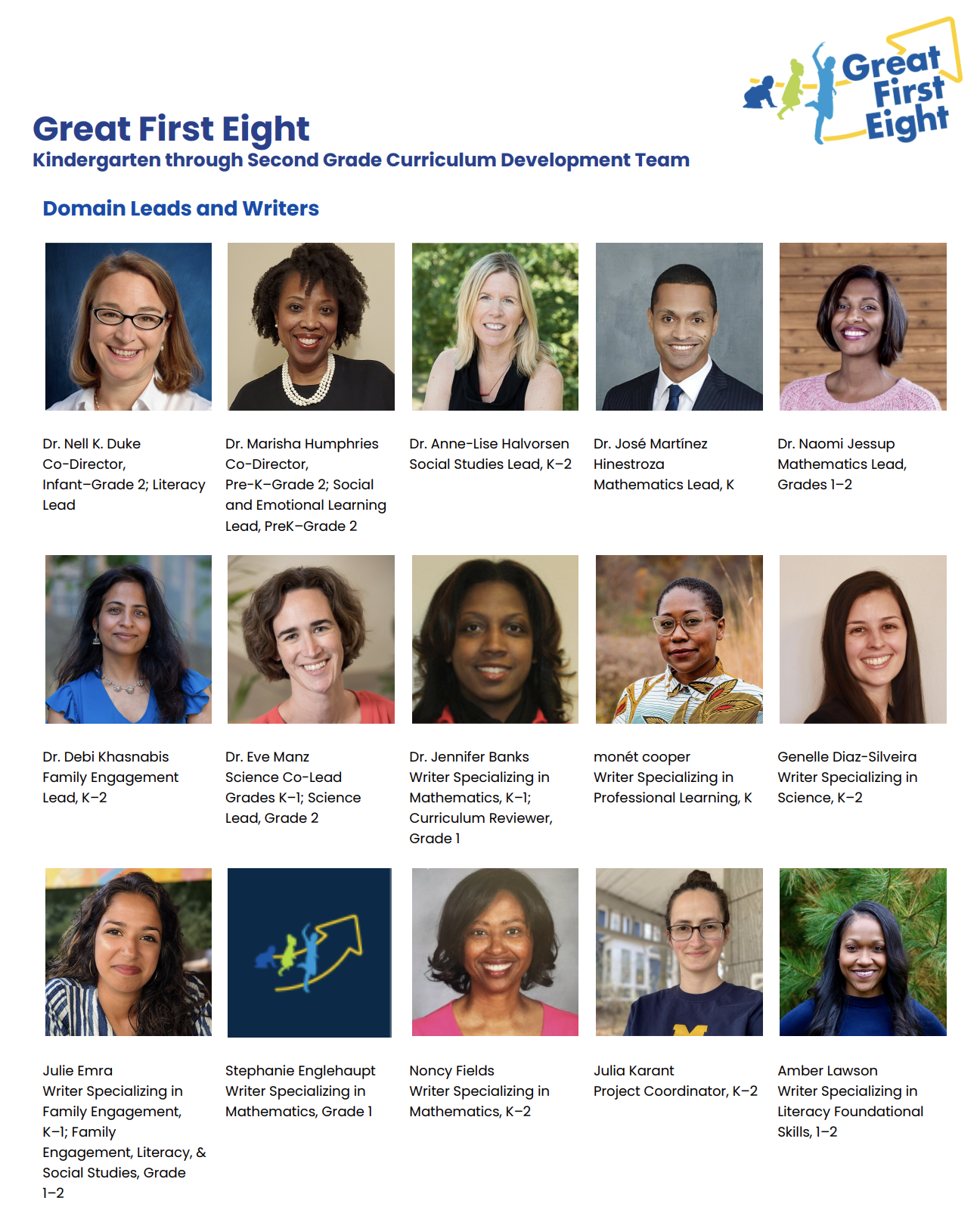 Great First Eight K-2 staff